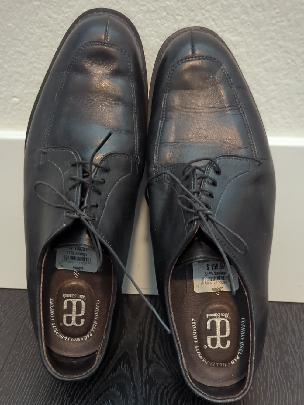 Allen Edmonds Black Leather Lace-Up Oxfords